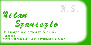 milan szaniszlo business card
