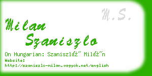 milan szaniszlo business card